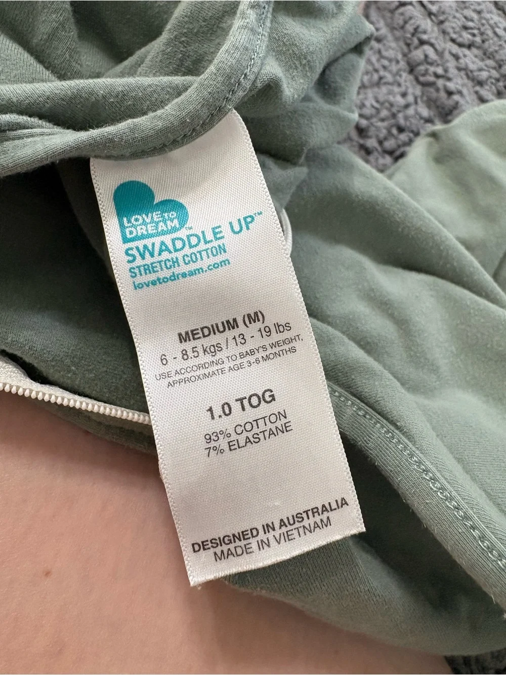 LOVE TO DREAM | 3-Pack Zipper Sleep Sacks in Gray, Olive, and Light Blue - Picture 5 of 5